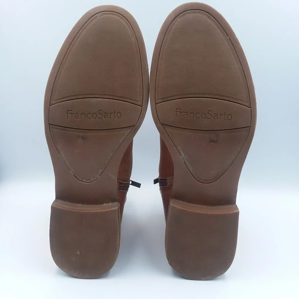 Franco Sarto Horrace Cognac Brown Leather Chelsea Boots Women's 10 Ankle Booties